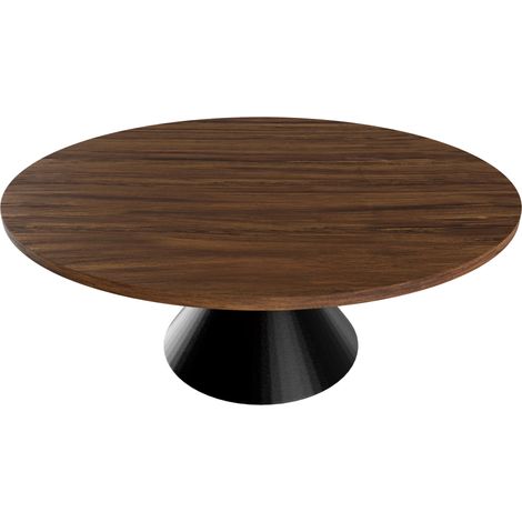 Graal Black - Runder Tisch �120 cm Schwarzer Metallfu� mit Doppelkegel und Ebenholzplatte aus Laminat