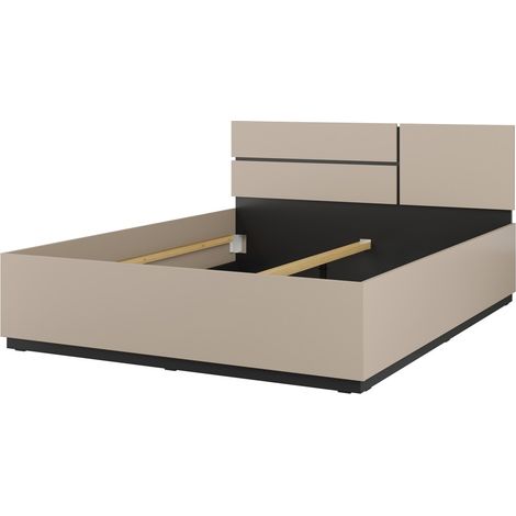 Bett HAVANA 180x200 cm beige und schwarz – Moderne Eleganz für großes Erwachsenenschlafzimmer
