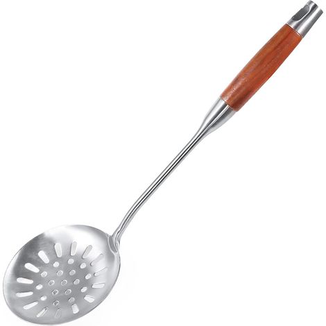 Écumoire 39.5 Cm - Manche En Bois Résistant À La Chaleur - Pour Friture Et Cuisson - Lot De 1 (1/5)