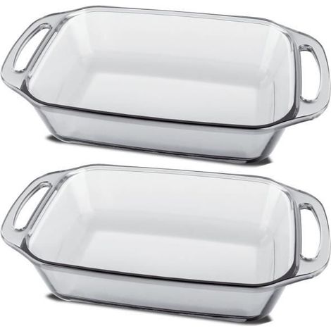 Lot 2 plat à four avec anse,moule de cuisson,capacité 2.7 L - Longueur 34.8 x Profondeur 19.8 x Hauteur 6.9 cm -JUANIO (1/3)
