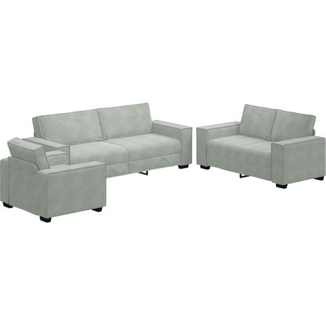 Set di divani con cuscino 3 pcs Grigio 220 x 78 x 84 cm Velluto vidaXL (1/5)