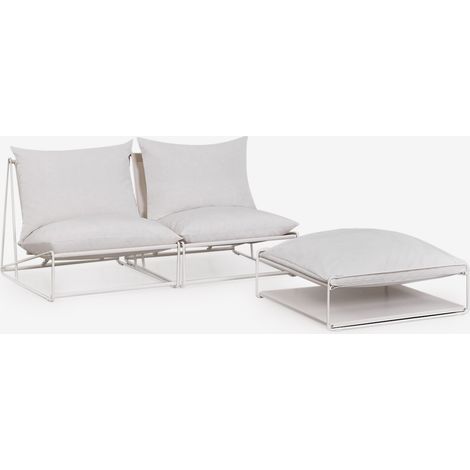 Canapé de jardin modulable 2 pièces Amaro et pouf convertible SKLUM Blanc Gardenia (1/5)