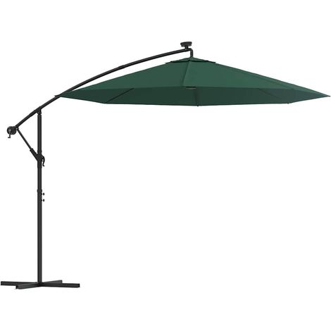 Ombrellone  Parasole Pensile con Luci LED 300 cm Verde Palo in Metallo (1/5)
