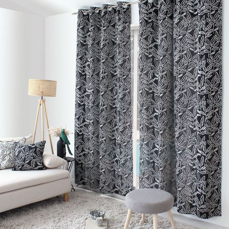 Rideau à Œillets Imprimé "Lodge" 140x240cm Noir (1/5)