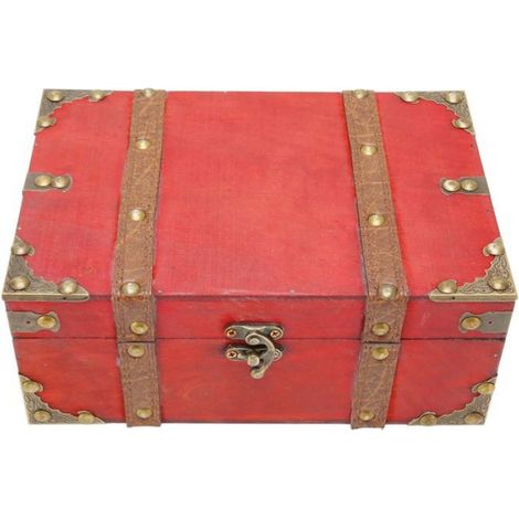 mallette de rangement de bijoux en bois Coffre au trésor rectangulaire Vintage, grande capacité, loisirs vitrine Petit
