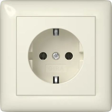 Gira SCHUKO-Steckd. Vollpl. Standard 55 Bianco crema [444001], 4440 01