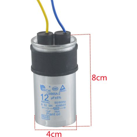 Compatible avec le condensateur de machine à laver Haier CBB60 12UF8UF 450V et le condensateur de démarrage du moteur de pompe à eau (Bicai). (1/4)