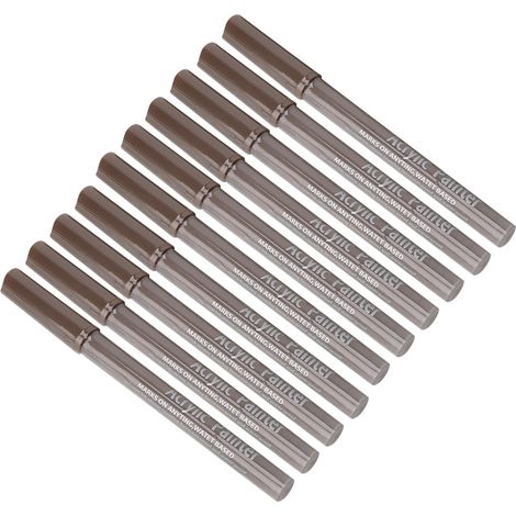 Lot de 10 marqueurs acryliques 1100M, pointe fine de 1,0 mm, marqueurs graffiti non toxiques, adaptés à la peinture sur pierre, à la coloration de la pierre, de la céramique, du verre, du bois, de la (1/5)