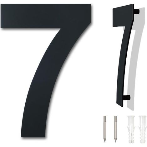 Hausnummer aus schwarzem Edelstahl，25,4 cm，Nummer 7，Schwebende Hausnummer，Hausnummer aus Metall，Hausnummer für den Außenbereich，3D-Hausnummer (1/5)
