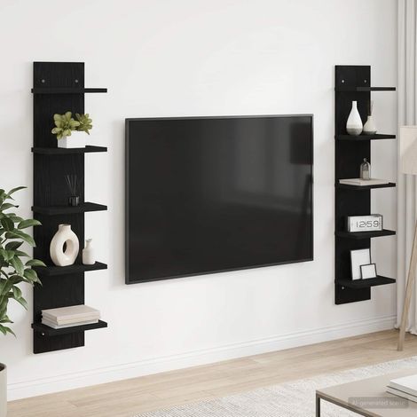 vidaXL Estante de pared 2 uds. Roble Negro 22 x 15 x 100 cm (1/5)