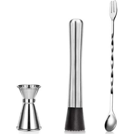 Cuillère à cocktail en acier inoxydable, broyeur à glace, bâtonnet à citron, verre doseur 15/30 ml, accessoires de bar (1/5)