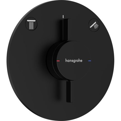 Mitigeur de douche encastré, Robinet douche rond 2 sorties, Mitigeur monocommande pour iBox universal 2, Noir mat, 75418670 (1/5)