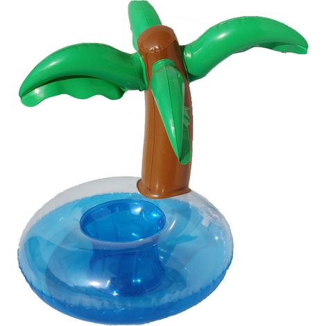 Set aus aufblasbaren, kokosnussbaumförmigen PVC-Becherhaltern für Pool und Strand (1/5)