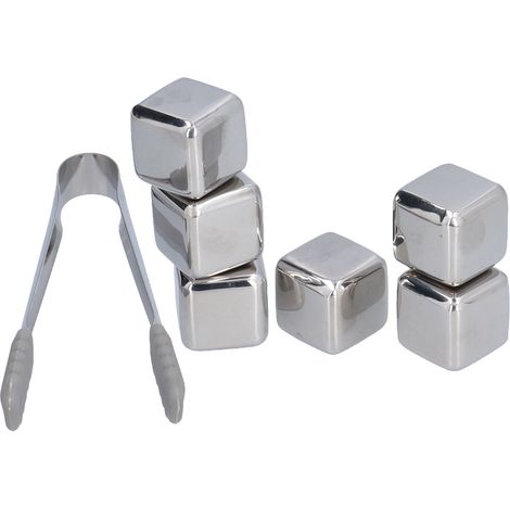 Set mit 6 Eiswürfelformen aus Metall + Eiszange, Schnellkühlset für Wein und Eiswürfel (1/5)