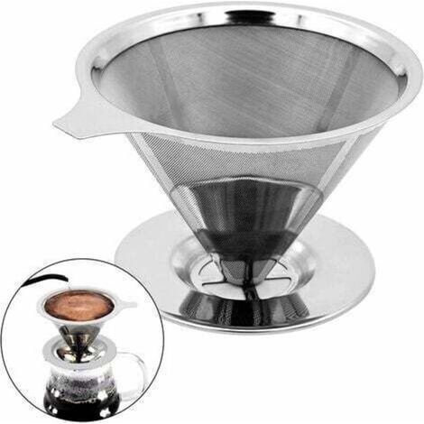 300 mailles Filtre à Café Permanent en Inox sans Papier,Filtre à café réutilisable,Goutteur de Café Cône Réutilisable pour 1 à 4 tasses (1/3)