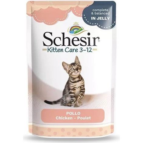 Schesir  Kittenpflege  Nassfutter für Kätzchen – 85-g-Beutel – Huhn in Gelee 85 g