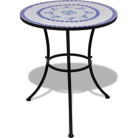 Mesa de bistro terraza mosaico azul y blanco 60 cm vidaXL
