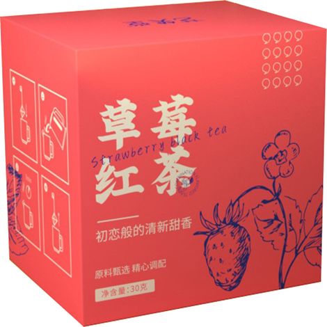 30g Thé noir à la fraise infusion à froid Sachets triangulaires Thé aux fleurs et fruits santé (1/5)