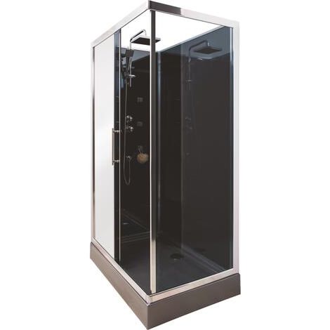 ONDEE ZEN - Cabine de douche - 6 buses hydromassante - DELLINE - 80X120 - Noire (1/4)