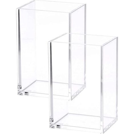 Set da 2 pezzi comprendente un portapenne/matite in acrilico trasparente, una scatola per riporre i pennelli da trucco e articoli di cancelleria. (1/4)