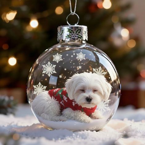 Boule À Neige Chien - Décoration De Noël En Verre Transparent - Pour Arbre De Noël Et Intérieur - 1 Pièce
