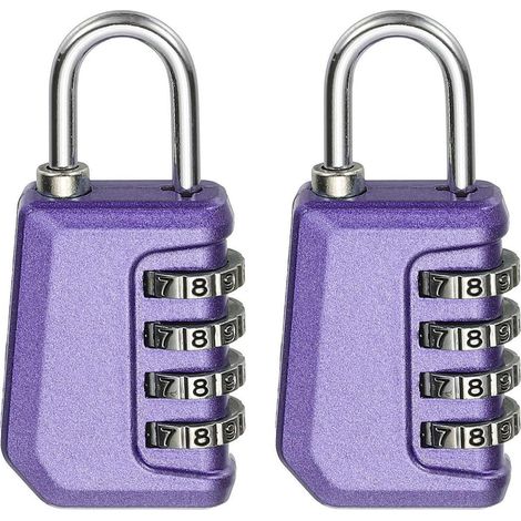 2er Set Zahlenschloss Vorhängeschloss 4-stellig perlmuttlila wasserdicht für Spind & Gepäck