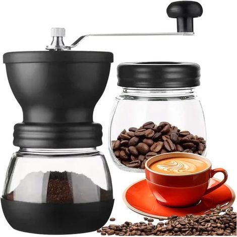 Moulin à café manuel avec mouture réglable pour expresso, cafetière à piston et café filtre, idéal pour la maison, le bureau et les voyages.-AquaForge (1/5)