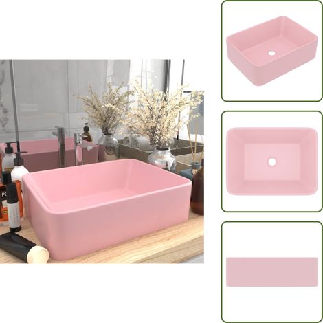 Lavabo de luxe Rose mat 41x30x12 cm Céramique - Lavabo - Lavabo Céramique - Lavabo Rectangle - Lavabo Rose - Meuble Salle De Bain