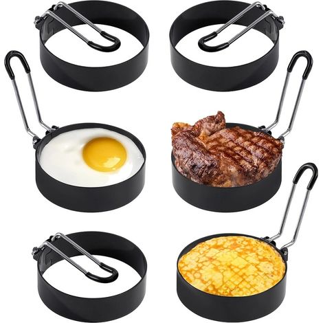 Set de 6 anneaux à œufs en inox, Ø 7,5 cm, pour poêles (1/4)