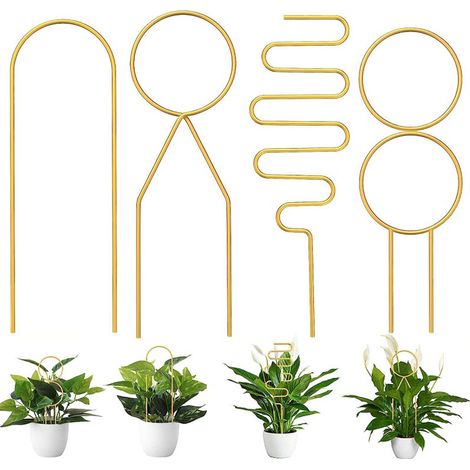 CCYKXA 4 Stück Kletterpflanzenstütze, Indoor-Kletterpflanzenstab, Indoor-Kletterpflanzen, Metallstütze für Kletterpflanzen, geeignet für Topfpflanzen und Weinreben und Blumen