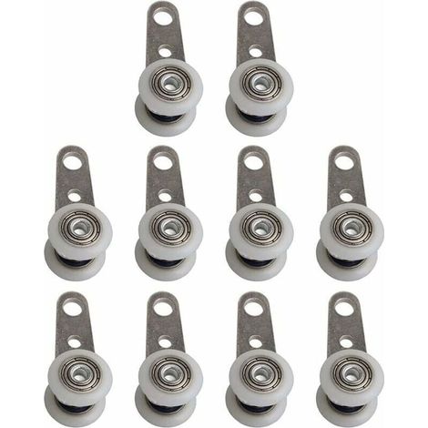 Lot De 10 Roulettes Pour Baies Vitrées Ou Portes Coulissantes - En Métal Et En Plastique - 4 X 1,9 Cm (1/4)