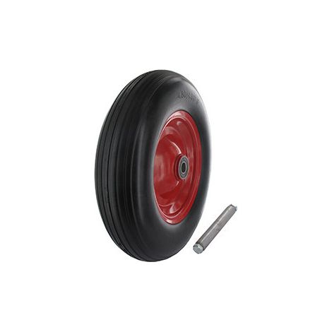 Schubkarrenrad 480/400-8 Universell Voll, Polyurethan, Mit Doppel-Dichtlager 6204-2RS. Achslänge