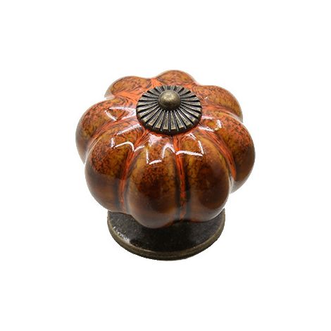 Lntyq Schrankknöpfe, 6er-Pack, glasierte Keramikknöpfe in Kürbisform als dekorativer Türgriff für Vintage-Schränke, Schubladen, Kleiderschränke (Kürbisorange) (1/4)