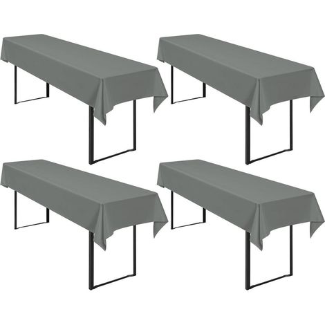 4er Set Biertischdecken Dunkelgrau 250x100cm Polyester waschbar