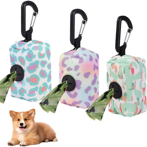Distributeur de sacs à déjections canines en tissu, 3 sacs à déjections portables, porte-sacs à déjections canines