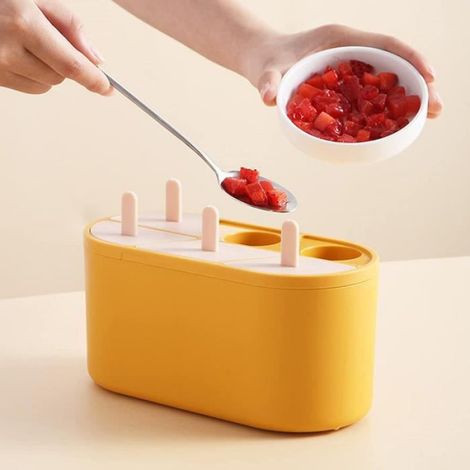 Moule À Glace - Silicone Alimentaire - Pour Sucettes Et Crème Glacée - Lot De 6 - Avec Base De Stockage (1/4)