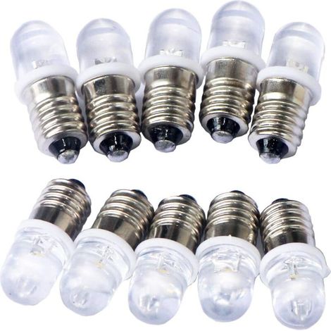 10x E10 3V Spot LED Lamps, Cool White, 6000K (1/5)