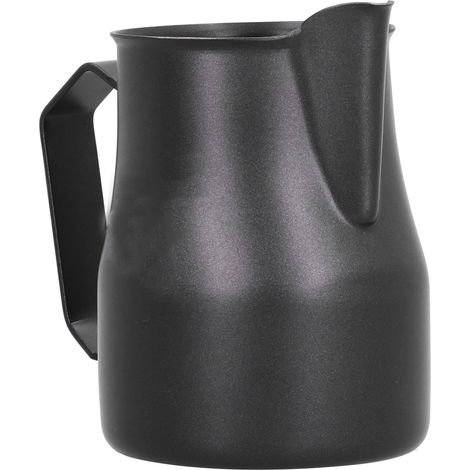 Pichet à lait en acier inoxydable 304 poli, poignée ouverte, long bec, pour la maison et le bureau, argent et noir, 500 ml (1/5)