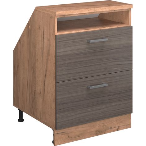 Meuble sous pente R-Line, Gris noble, 60cm 2 tiroirs, 60 cm de profondeur, Vicco (1/5)