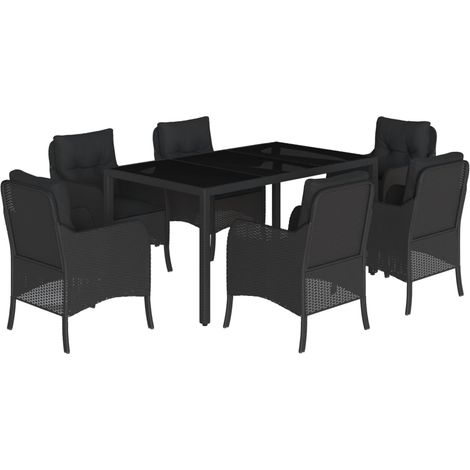 Maison Exclusive - Set de comedor de jardín 7 pzas y cojines ratá (1/5)