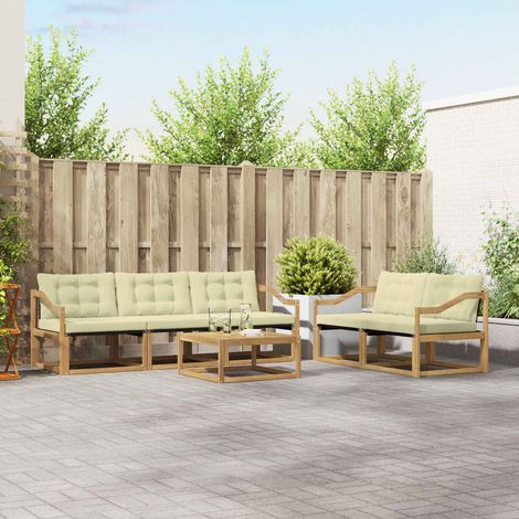 vidaXL Outdoor-Sofagarnitur 6 pcs Weiß und Creme 79 x 79 x 37 cm (1/5)