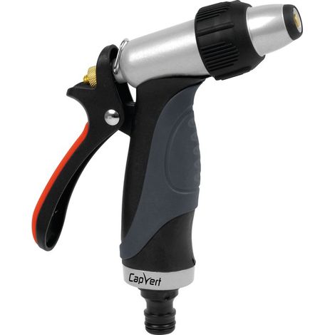 Pistolet d'arrosage à jet progressif tri matière Capvert - Noir, rouge et gris anthracite (1/5)