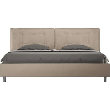 Letto matrimoniale king size contenitore imbottito 200x200 similpelle tortora Annalisa Large (1/5)