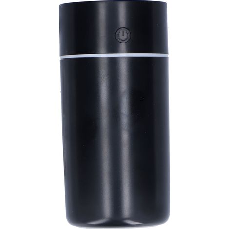 Mini humidificateur coloré pour bureau ou voiture, noir, alimenté par USB, silencieux, avec veilleuse LED. (1/5)