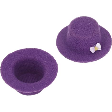 Lot de 2 chapeaux de fête miniatures pour maison de poupée (échelle 1/12), avec nœud papillon, violet. (1/5)
