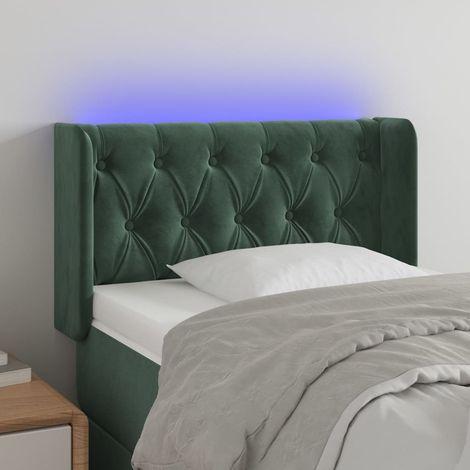 vidaXL Tête de lit à LED Vert foncé 83x16x78/88 cm Velours (1/5)