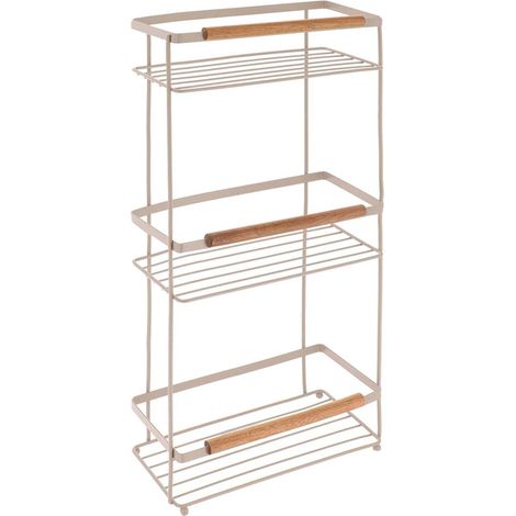 Scaffale rettangolare in metallo con 3 livelli in acacia deco - beige - Tendance
