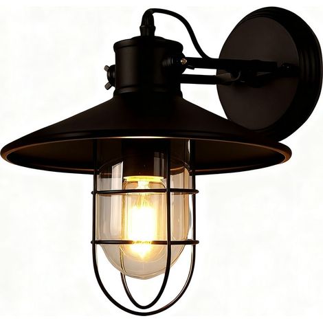 Applique Murale Vintage D'Intérieur Lampe Murale Rétro E27 Applique Murale Fer Noire (1/5)