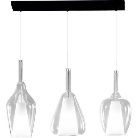 Lampadario vetro bianco trasparente gea luce ofelia s e27 led lampada soffitto