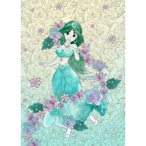 papier peint panoramique Aladdin Jasmine turquoise et vert - Disney (1/3)